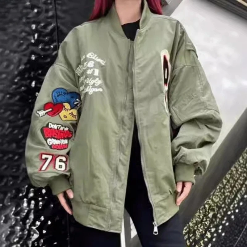 Kurtka baseballowa unisex z pikowaniem, model 2025 |   Wytrzymałe etykiety, haft, oversize, casual, odzież codzienna, odzież wierzchnia