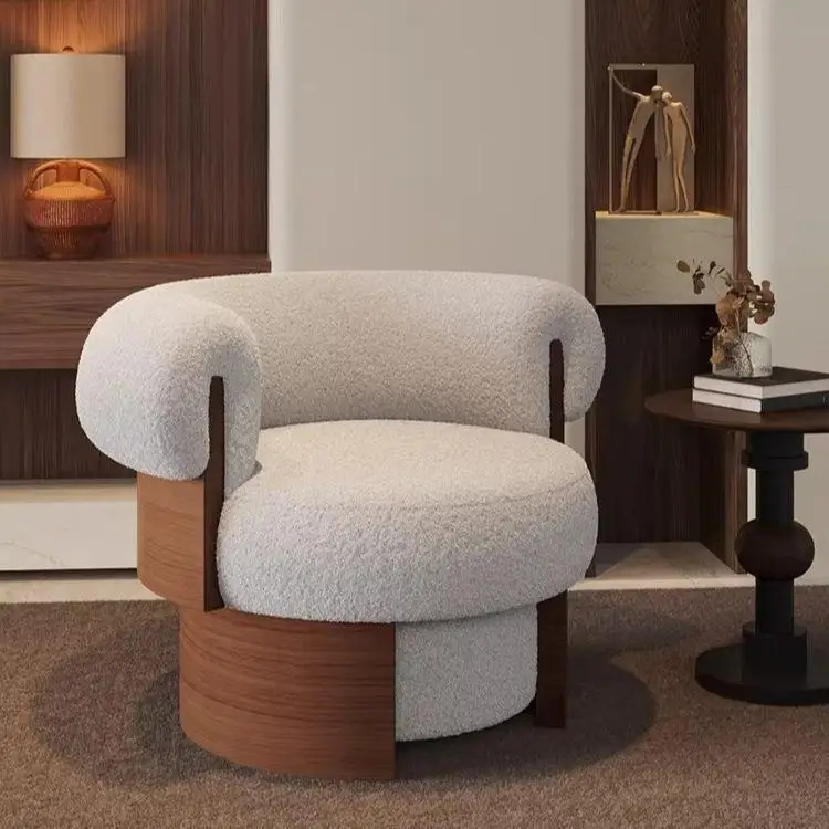 

Retro cream wind rotating medieval chair bedroom leisure chair living room lazy chair
