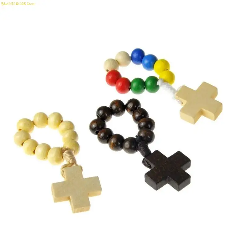

K1AE Elegant Grains Finger Rosary Beads 8mm for Spiritual Comfort Religious Gift
