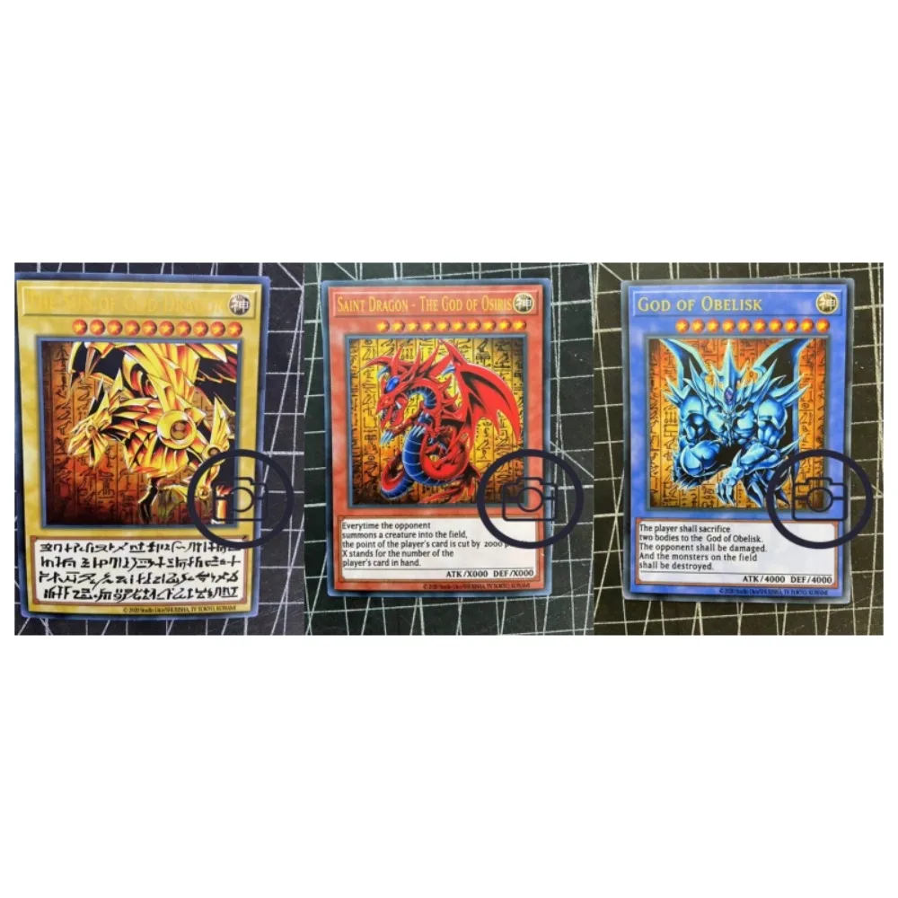 3pcs/set Yu Gi Oh Slifer The Sky Dragon Obelisk The Tormentor Refraction Flash Card Anime Classics Game Collection Cards Toy