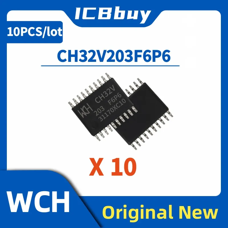 CH32V203 CH32V203F6P6 CH32V203F8P6 MCU 32-bit RISC-V 144MHz 2*USB touchkey CAN  10pcs/lot