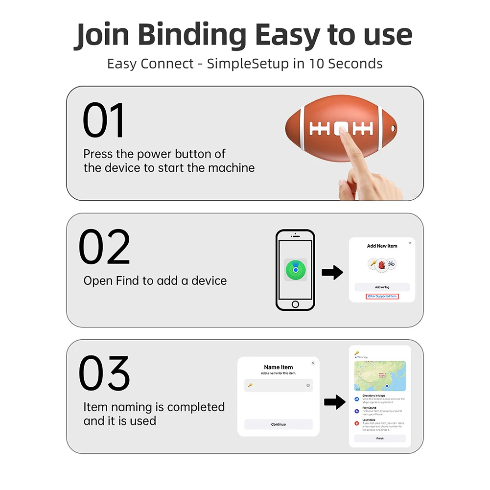 블루투스 호환 추적기, IP68 방수, 럭비 GPS 로케이터, 긴 배터리, 스마트 태그, GPS 로케이터, IOS Find My APP