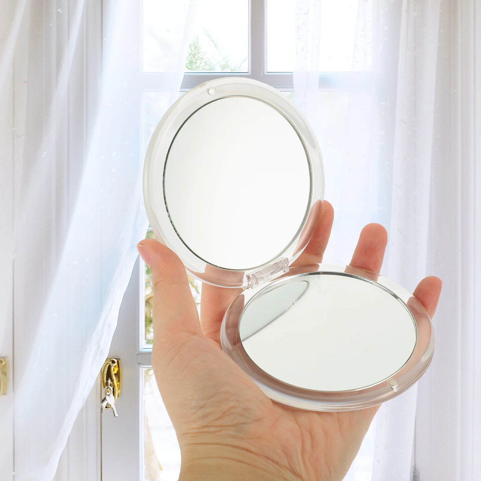 مرآة مكياج محمولة 10X، عدسة مكبرة صغيرة الحجم قابلة للطي، مرآة صغيرة مزدوجة الجوانب للسفر، لمسة يومية أثناء التنقل #4