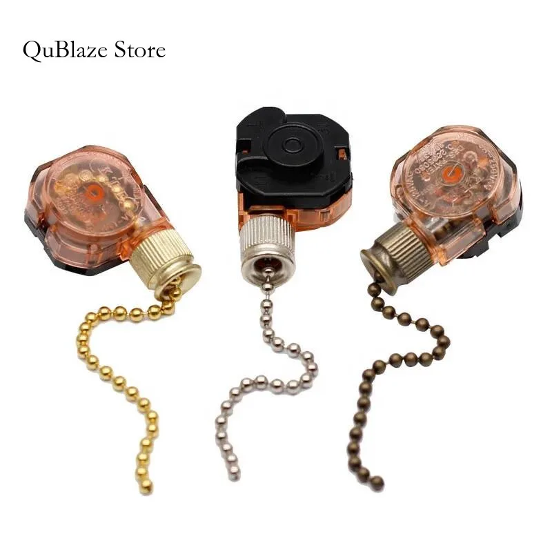 3 Speed Brass 4 Wire Switch Pull Chain Control For Home Ceiling Fan Light Lamp Replacement Parts