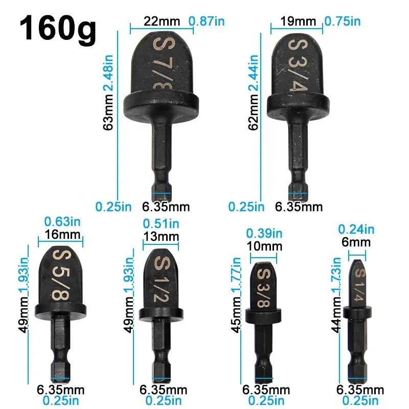 6pc Copper Tube Hole Expander Electric Expansion Head Expansion Mouth Air Conditioner Maintenance Electric Tool Accessory Set