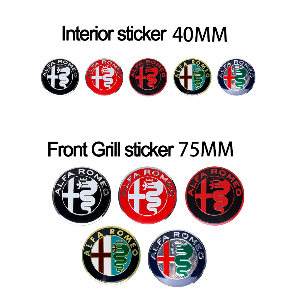 3D Car Front Grill Emblem Covers Sticker For Alfa Romeo Sportiva Stelvio Center Console Knob Interior Sticker Auto Accessories