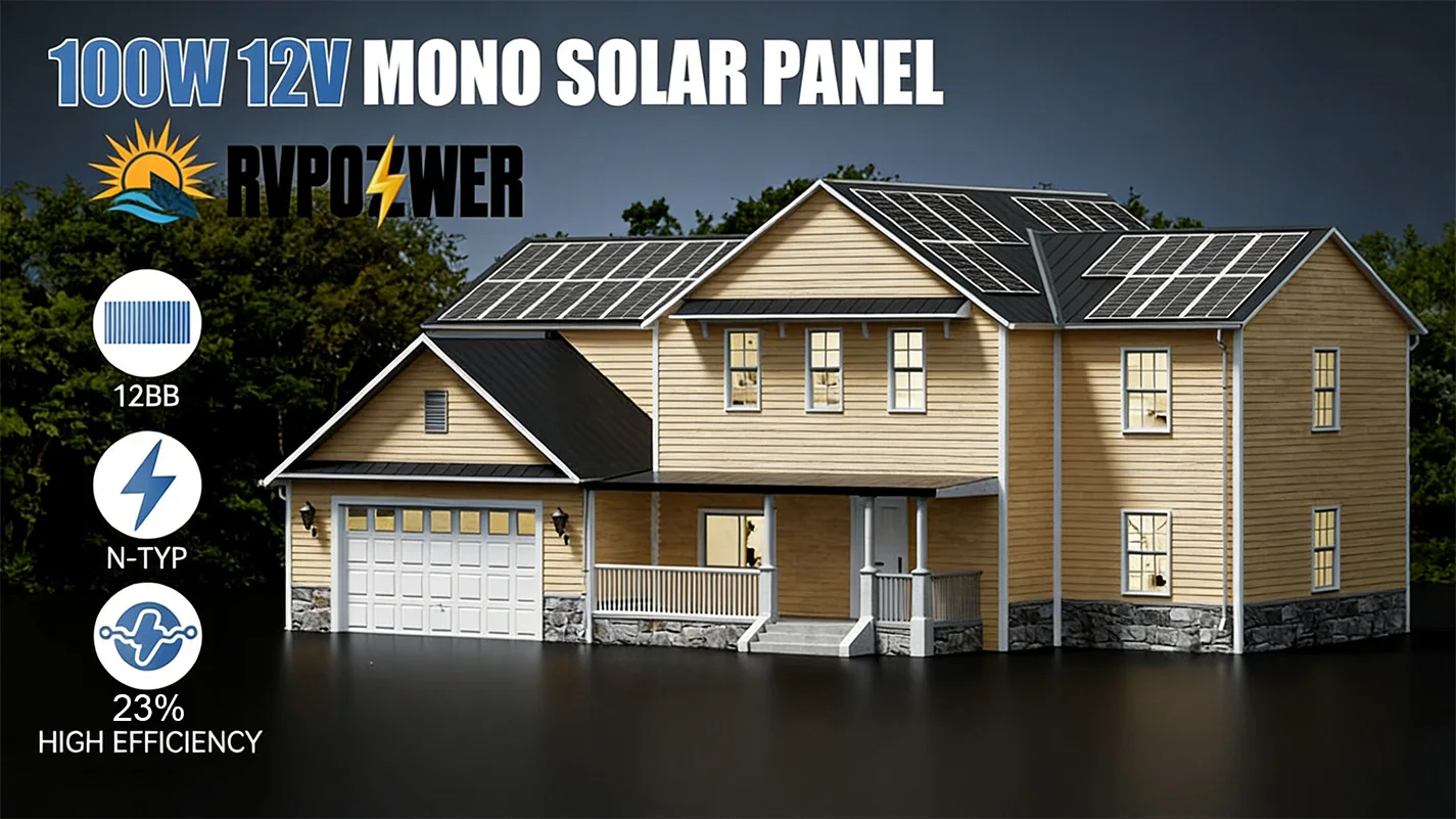 RVPOZWER 12.8V 400/200/100W Rigid Solar Panel 12BB N-Type Solar Cells Monocrystalline Silicon Waterproof Solar Panel Home/RV