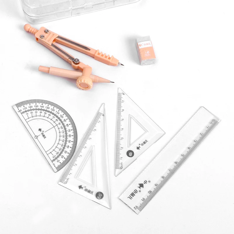 7 In1 Compass Ruler Set Mathematical Geometry Plate Stationery Math For Students Drawing Ruler,Protractor,Eraser Accessori 2229