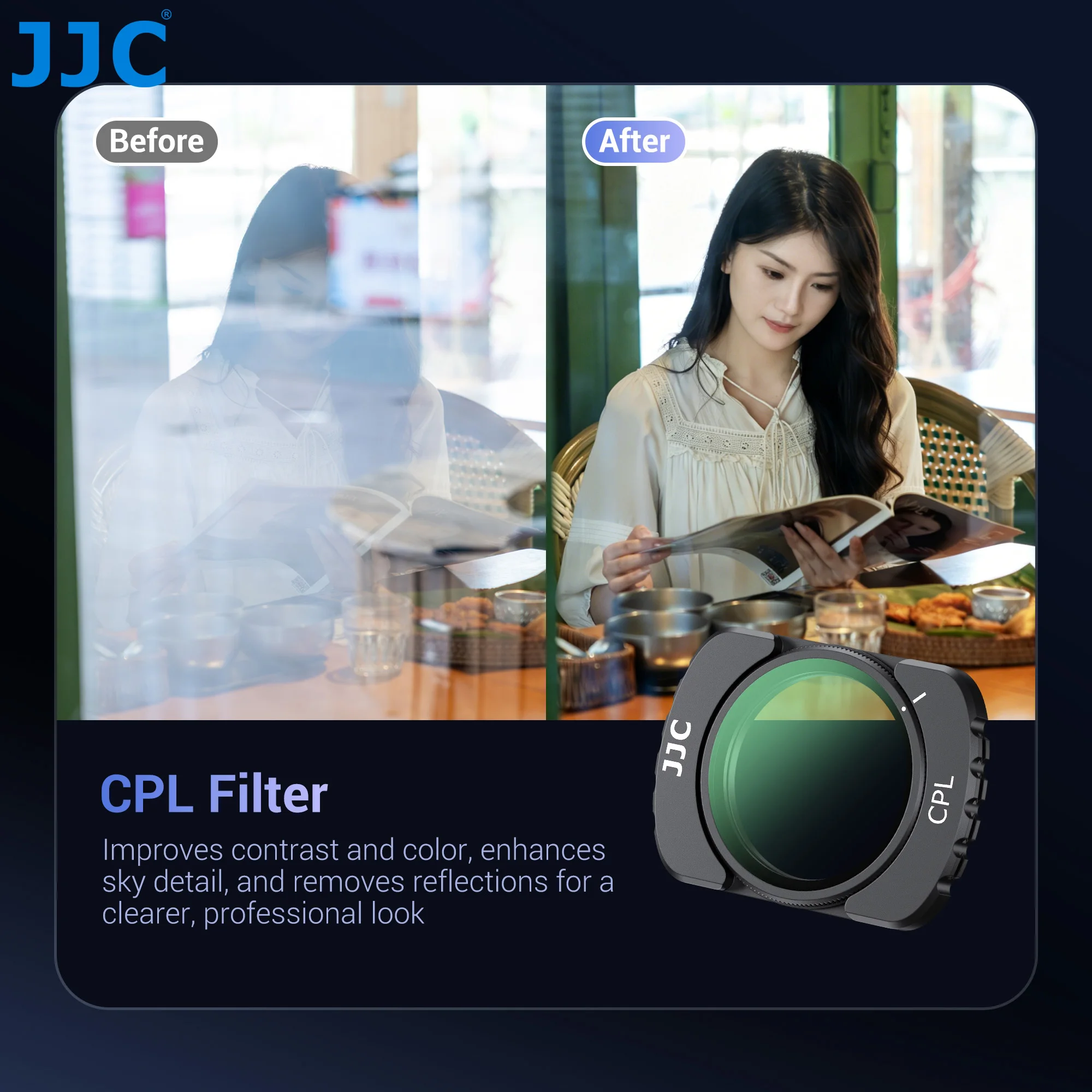 JJC F-P Serie Filter für DJI Osmo Pocket 4 3 Objektiv Magnetischer Filter 0,72x Weitwinkelobjektiv CPL UV-Filter ND2-32 Variabler Filter – Detail 21