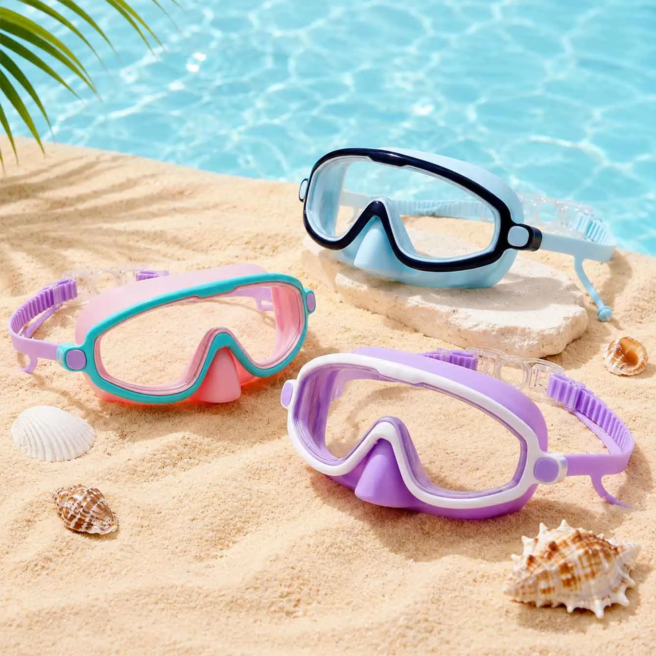 High Definition Anti-Fog Kids Swimming Goggles, Large Frame Soft Silicone Swim Glasses, Cartoon Style for Boys & Girls view 6