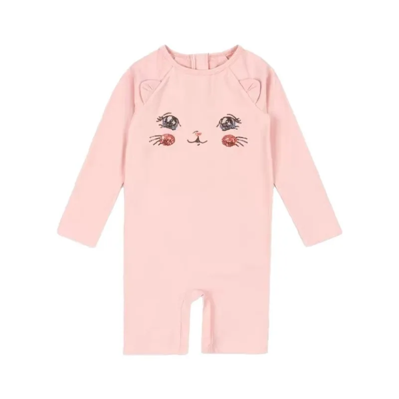 Girls Swimwear 2026 New Long Sleeve Swimsuits Cat Sequin One Piece Kids Swimwear Two Piece Swimsuit for Girls  Bathing Suit