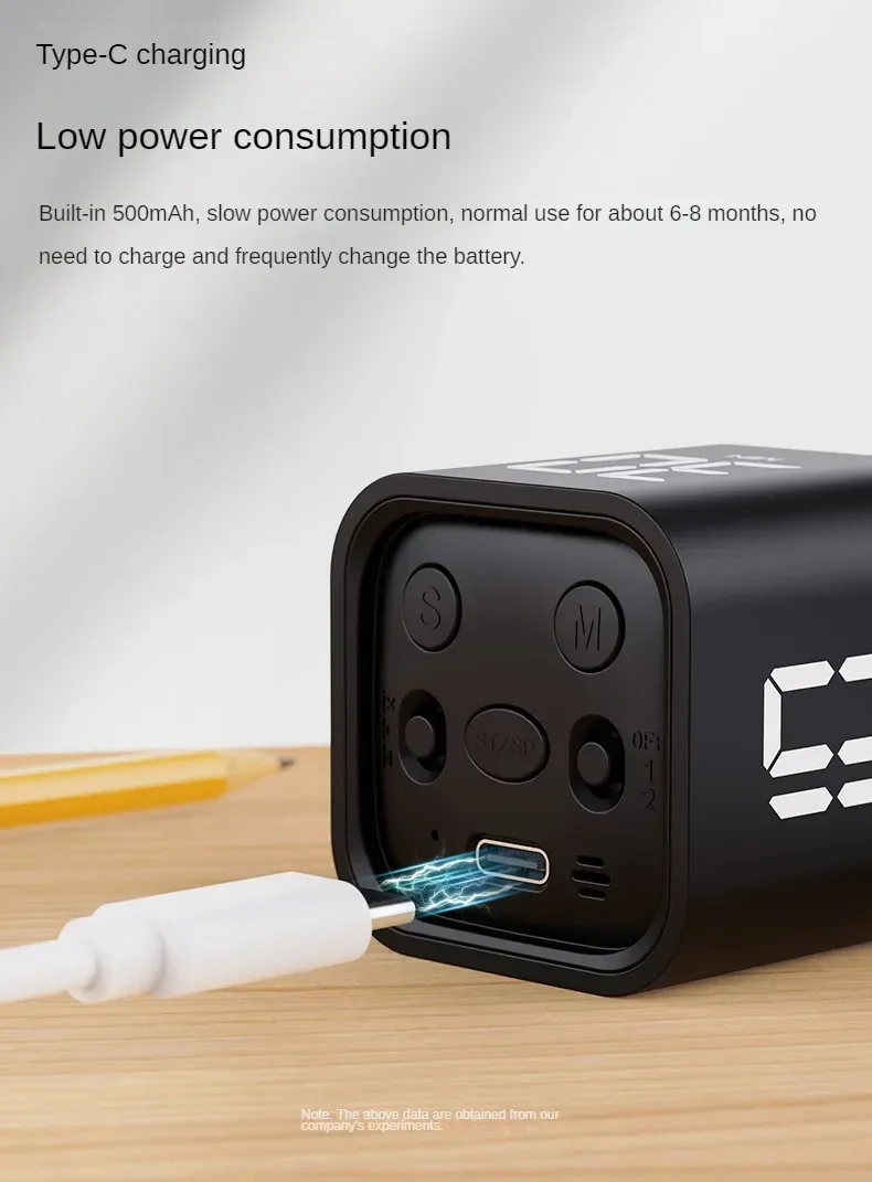 Produktivitätswürfel-Timer, Schwerkraftsensor, umdrehbare LED-Anzeige, 4 voreingestellte Zeit, Dual-Modi, Countdown, Kochstudie, Mini-Digital-Timer – Detail 7