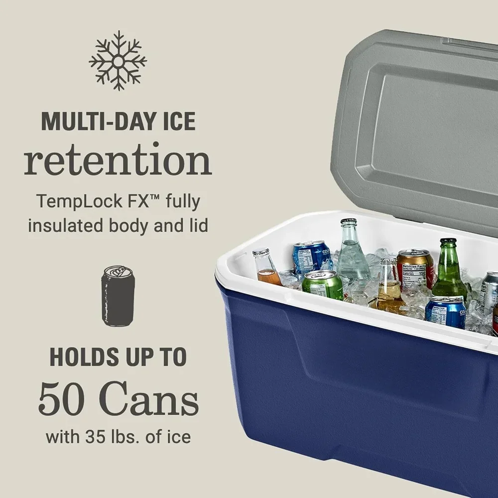 Insulated Portable Cooler with Heavy Duty Handles, Leak-Proof Outdoor Hard Cooler Keeps Ice for up to 5 Days Freight free