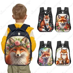 Watercolor Fox Floral Backpack for Teenager Fox Flowers Art Children School Bags Backpacks Book Bag Large Capacity Storage Bags