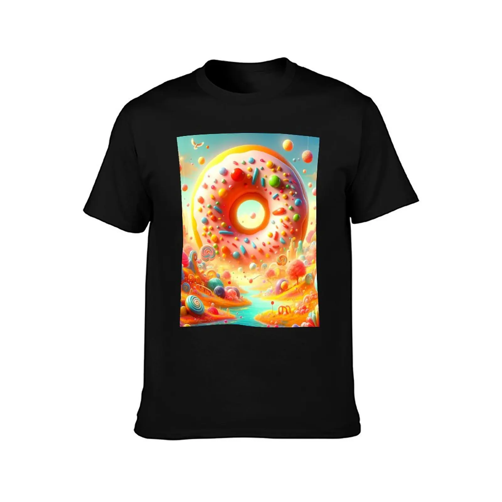 Dough-lightful Decadence: Whimsical Candyland Doughnut Delight T-Shirt Basic Regular Fit Casual T-Shirt
