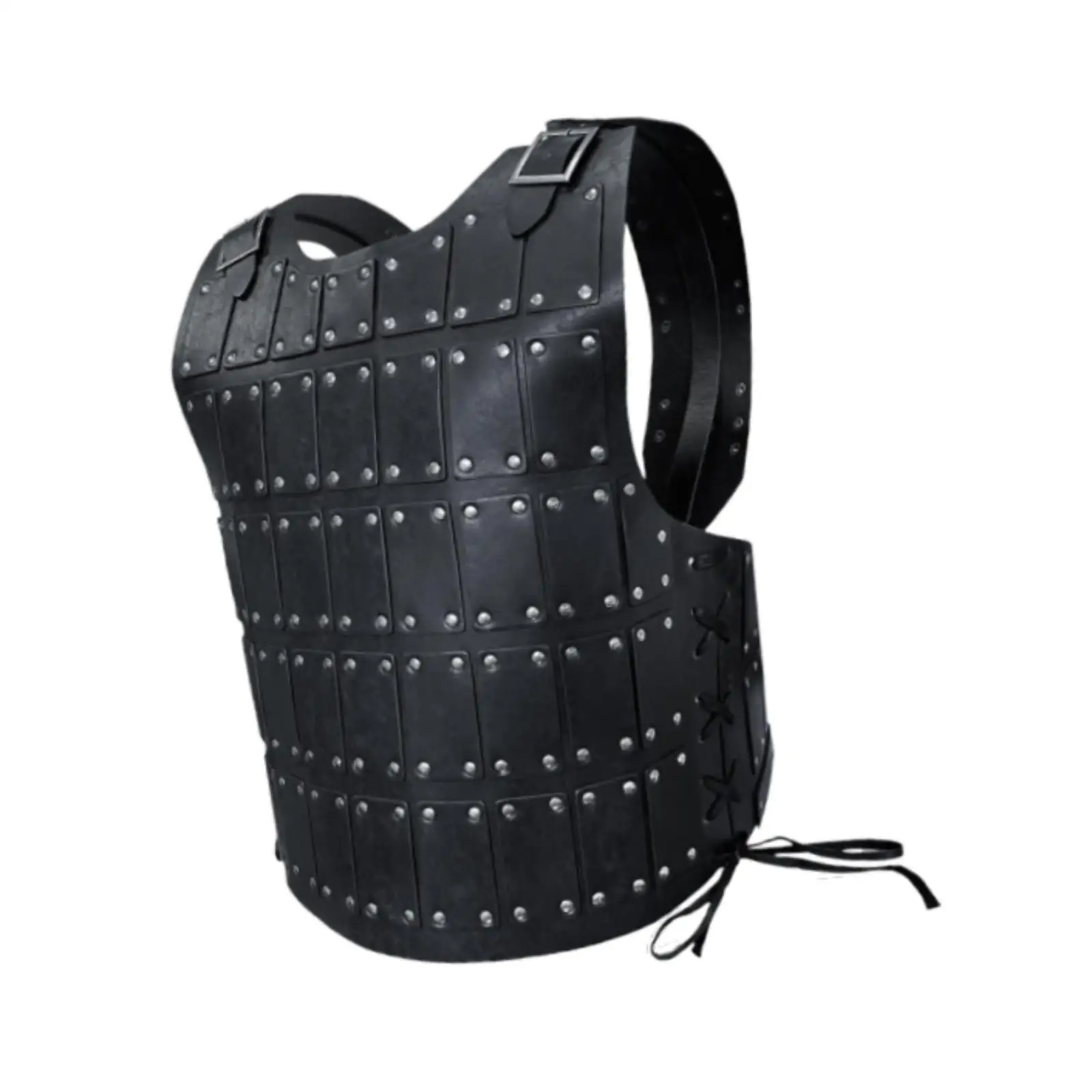 Medieval Chest Armor PU Leather Metal Rivets Decorative Steampunk Samurai Harness for Role Play Pirate Cosplay Knight Party
