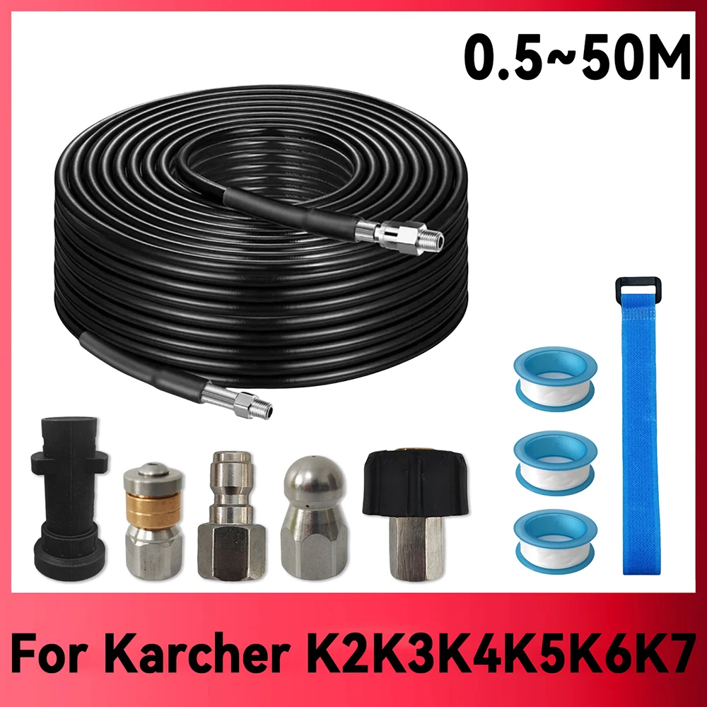 High Pressure Cleaning Machine Hose, Sewer Cleaning Pipe, Car Wash Hose and Quick Connect Connector,for Karcher K2K3K4K5K6K7