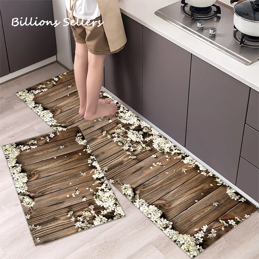 Kitchen Absorbent Mat Non-Skid Waterproof Wipeable Comfort Standing Kitchen Rugs and Mats Wipeable Wash Free Long Strip Carpet