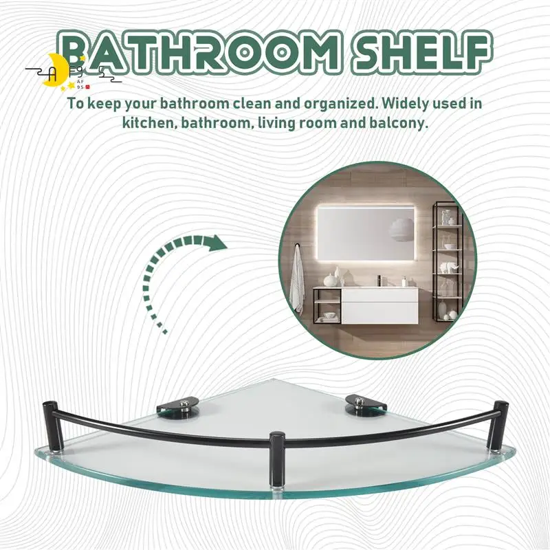 

AF95-Bathroom Shelves, Bathroom Glass Corner Shelf Wall Mounted ,Tempered Glass Shelf For Storing Shower Gel/Soap