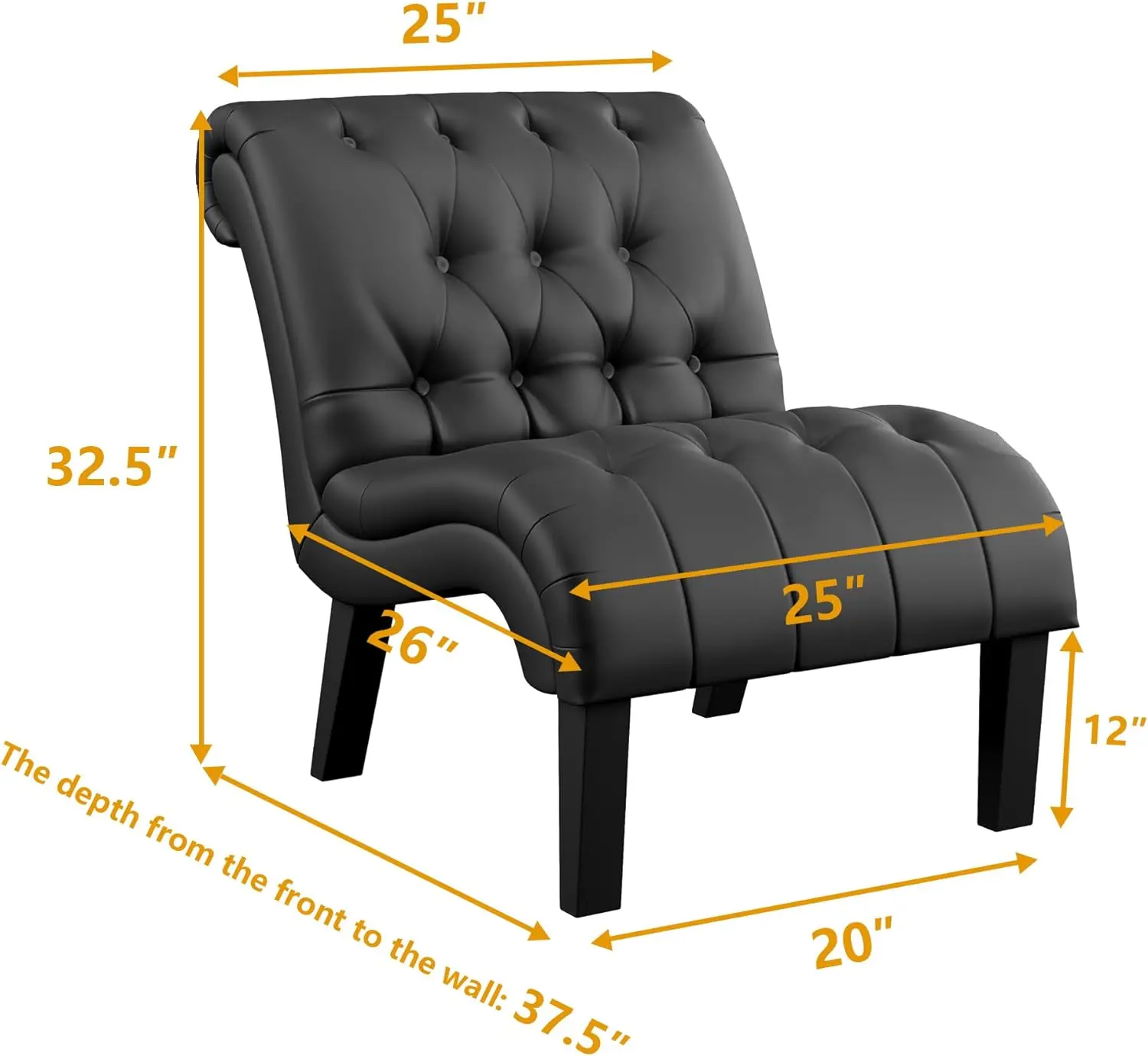 Yongqiang-Juego de sillas decorativas de cuero Pu, sillón moderno tapizado sin brazos con 2 botones para dormitorio y sala de estar