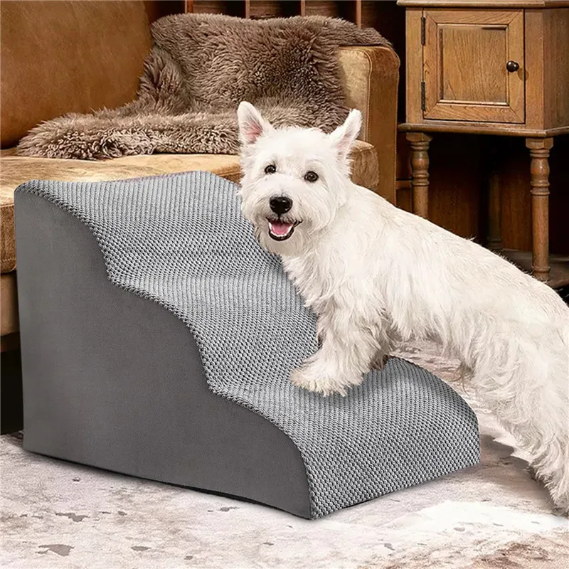 Ramp Stairs Dog Stairs Non-Slip Pet Ramp Stairs Dog Ramp for Bed Pet Dog Steps 3 Tiers Training Stairs Removable and Washable