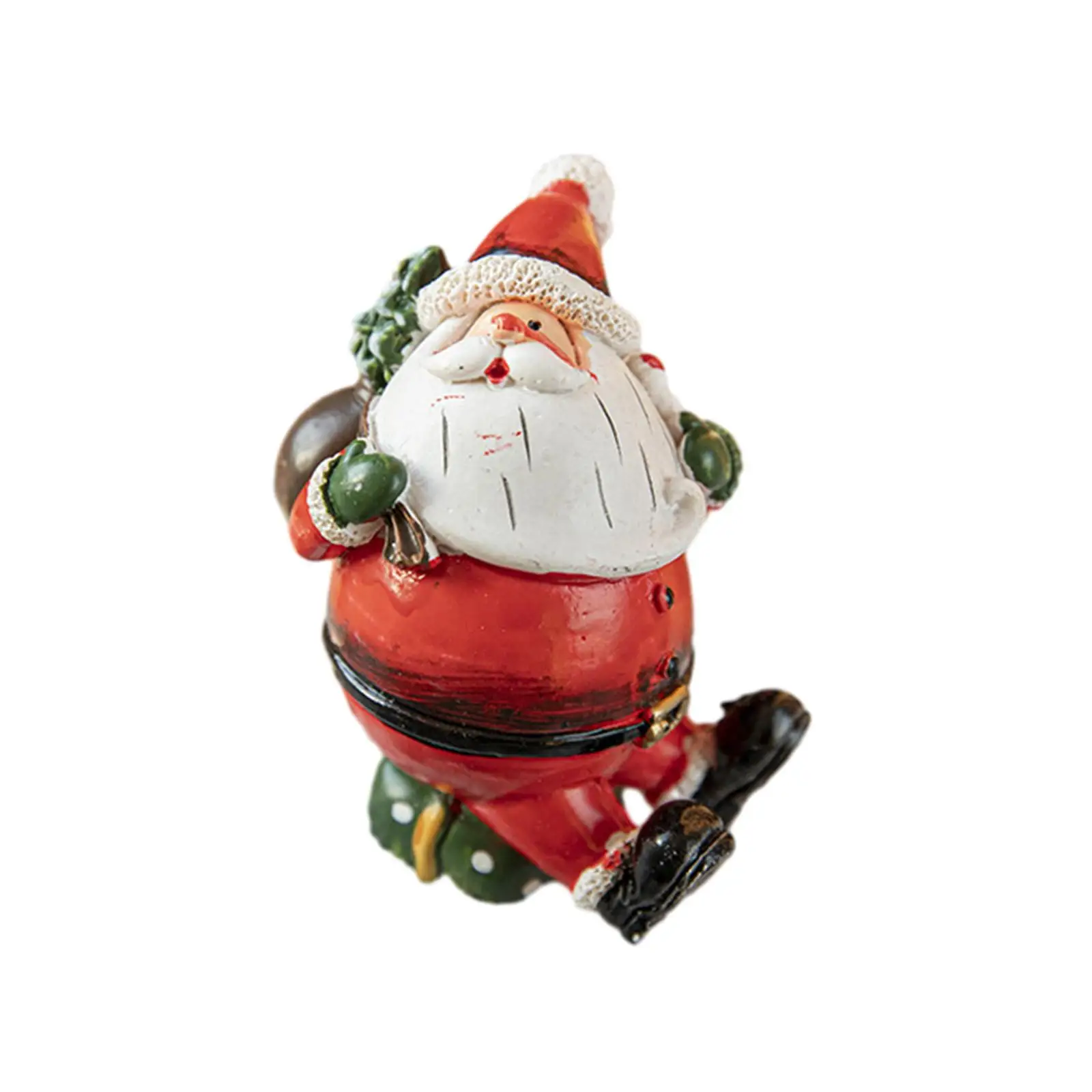 Small Resin Santa Statue Miniature Santa Claus Ornament Fireplace Centerpiece