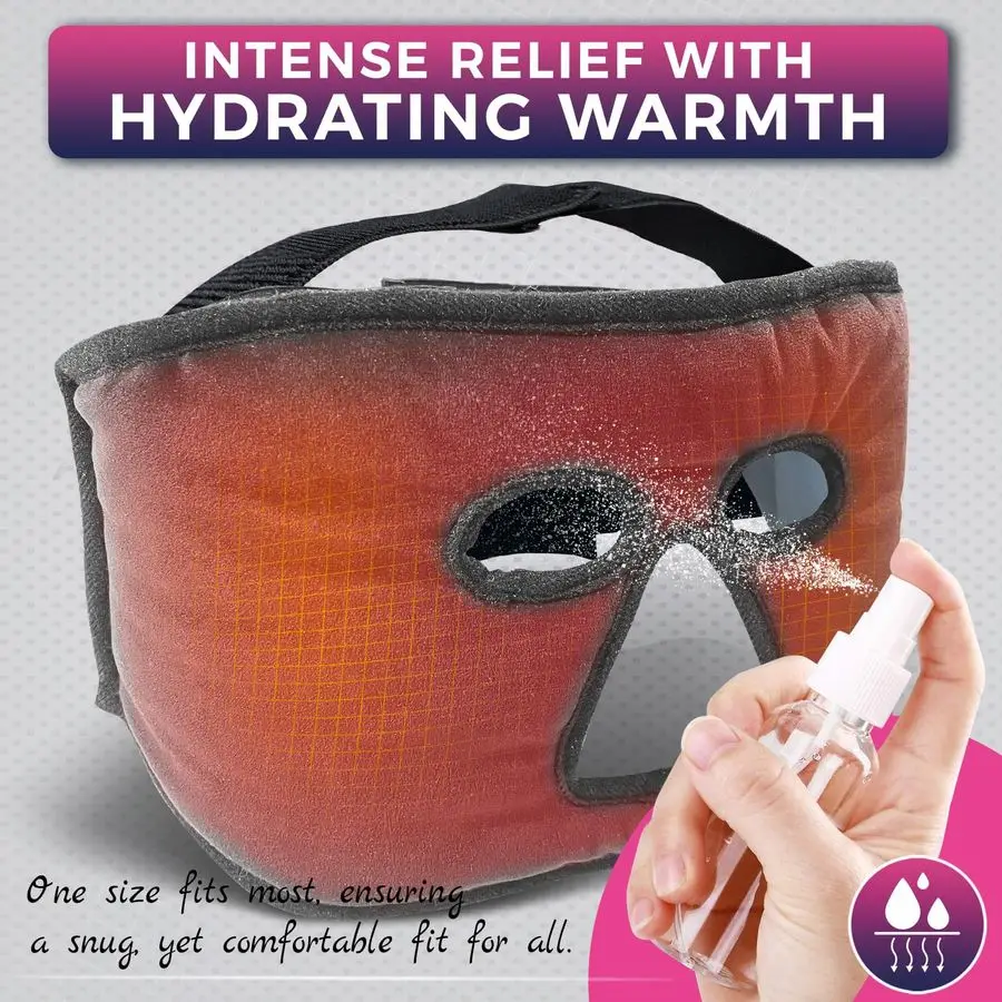 Heated Face Mask - Full Coverage Moist Heating Pad for Headache, TMJ, and Sinus Relief