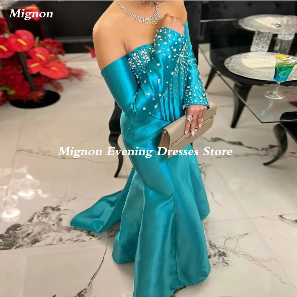 

Mignon Satin Mermaid Strapless Sequins Ruffle Populer Prom Gown Floor-length Formal Elegant Evening Party Dress for Women 2023