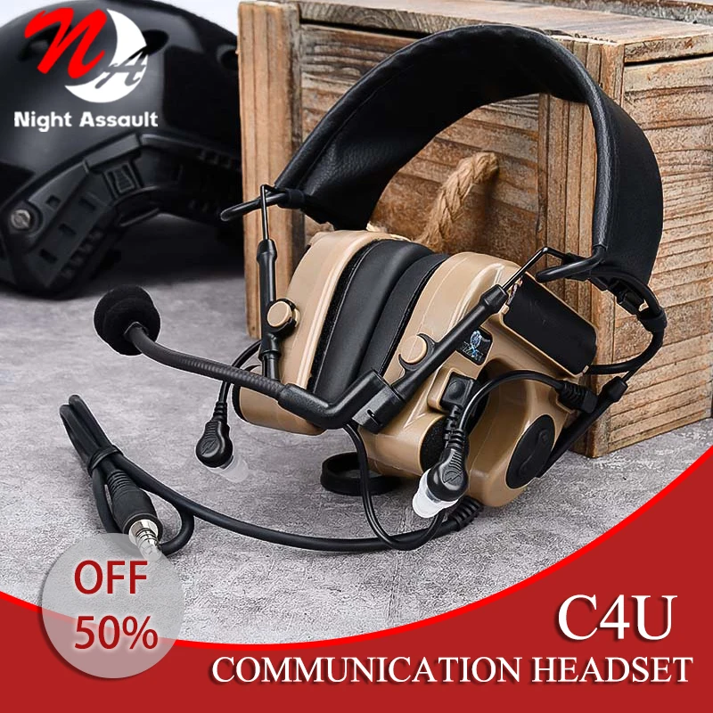 

Tactical C4U Pickup Noise Reduction Headworn Communication Headset Outdoor Battle Communicate Earphone Noise proof 7.0Interface