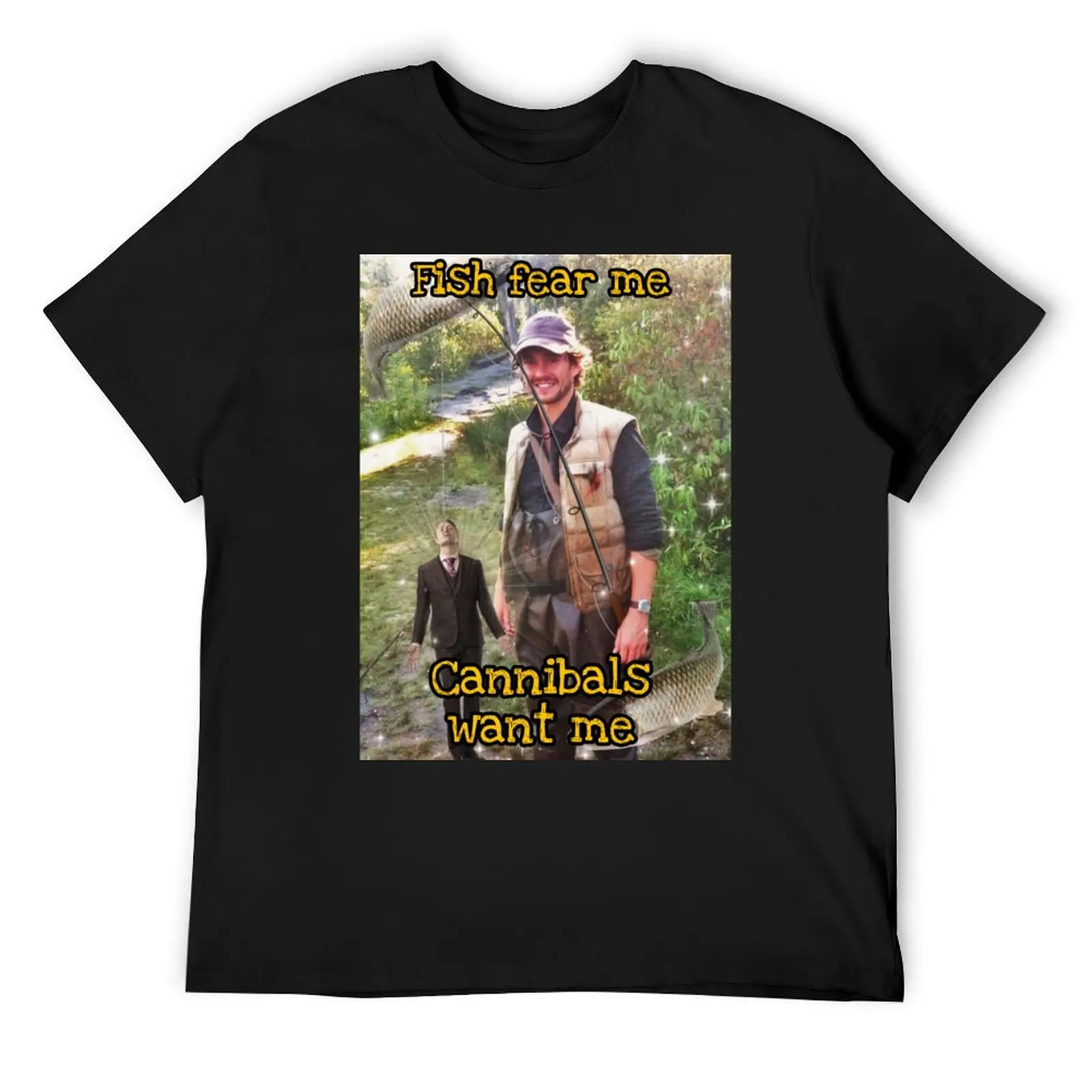 Camiseta Fish Fear Me Cannibals Want Me Will Graham, figuras de Anime, camisetas personalizadas para hombres