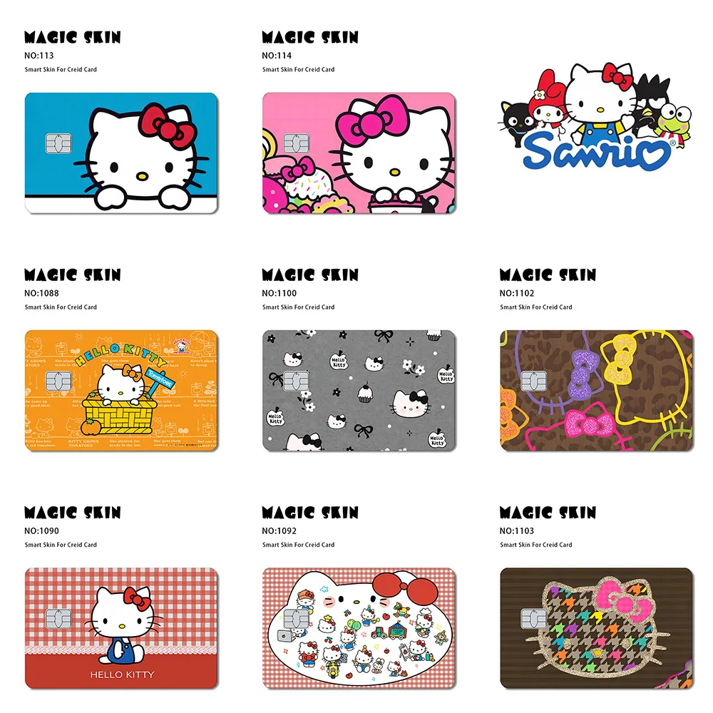 

Kawaii Hello Kitty Small Chip Debit Card Film Protective Sticker Sanrio Cartoon Kt Cat Credit Card Decorative Sticker Girls Gift