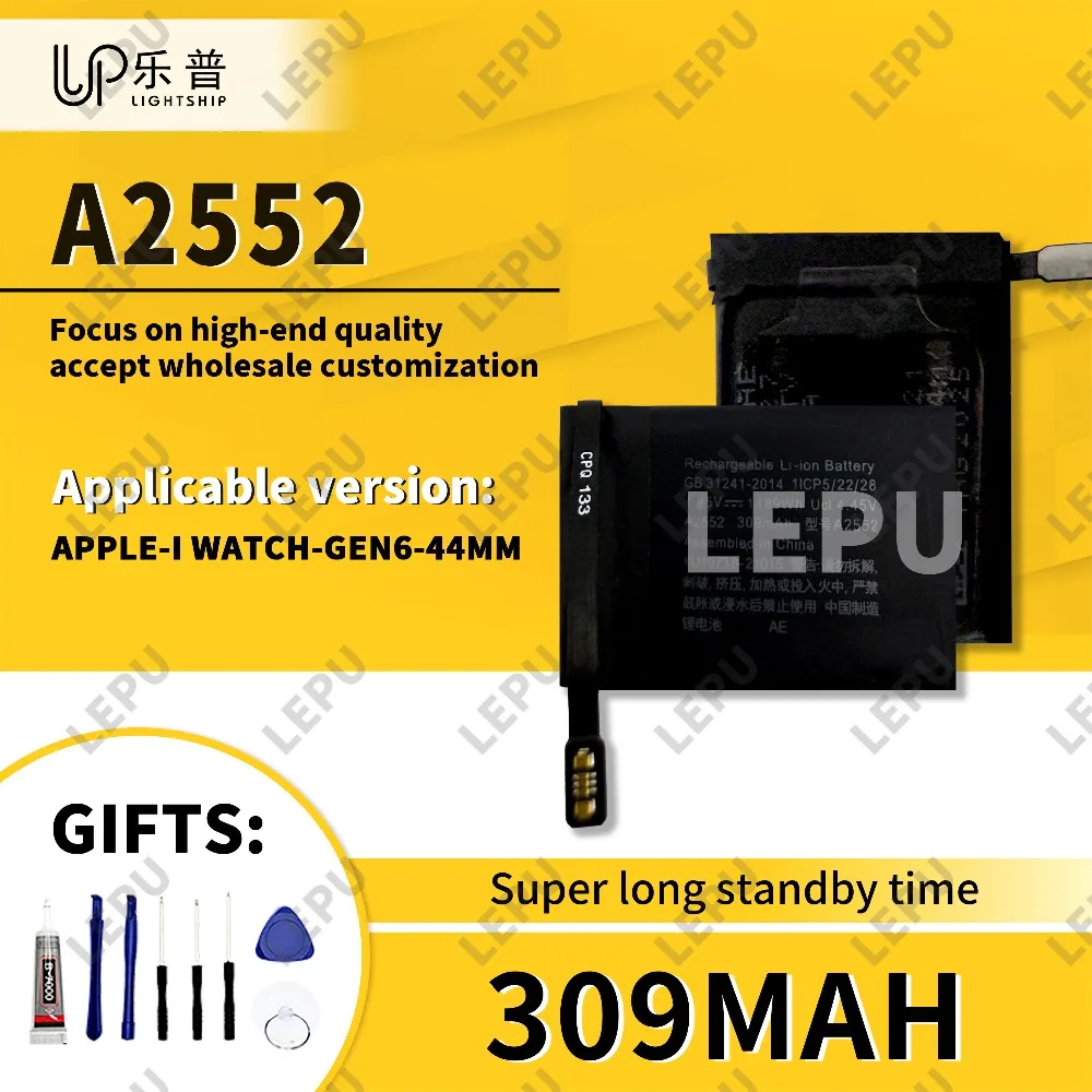 

I Watch Series 6 Original Battery 309mAh Watch Replacement Battery A2552 for Apple Watch Gen 6 44+ Tools High Quality Battery