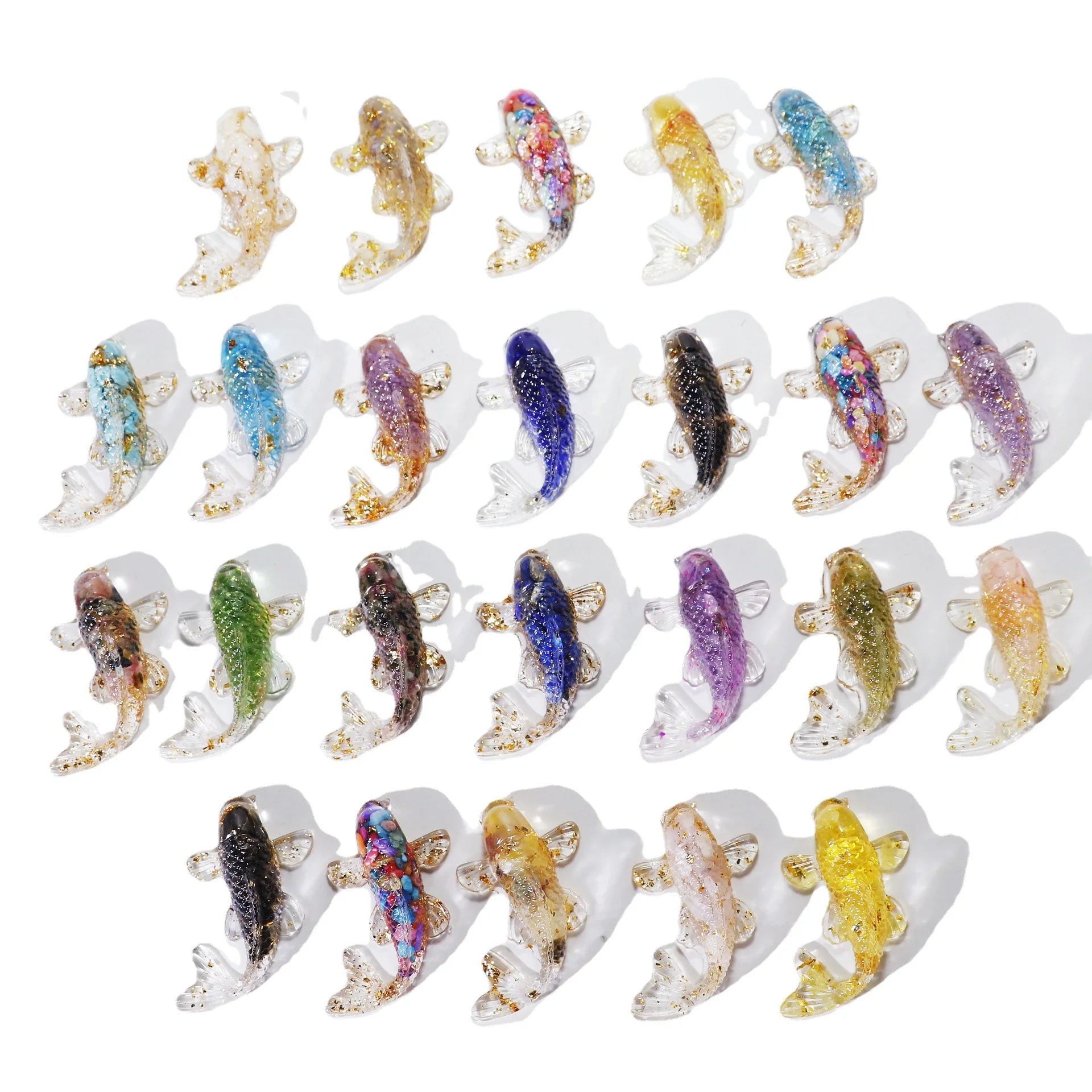 Natural Crystal Gravel Fish Figures Miniature Fancy Carp Statue And Sculpture Decorative Ornament Gifts Airy Garden Home Decor