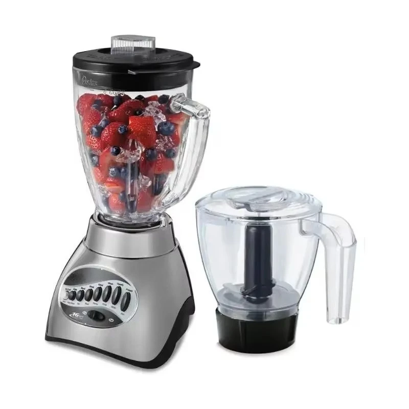 

16-Speed blender with food chopper, and glass jar with brushed nickel