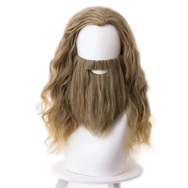 

Cosplay Costume Fat Thor 45Cm Blonde Curly Heat Resistant Synthetic Hair Wig Cap MN12