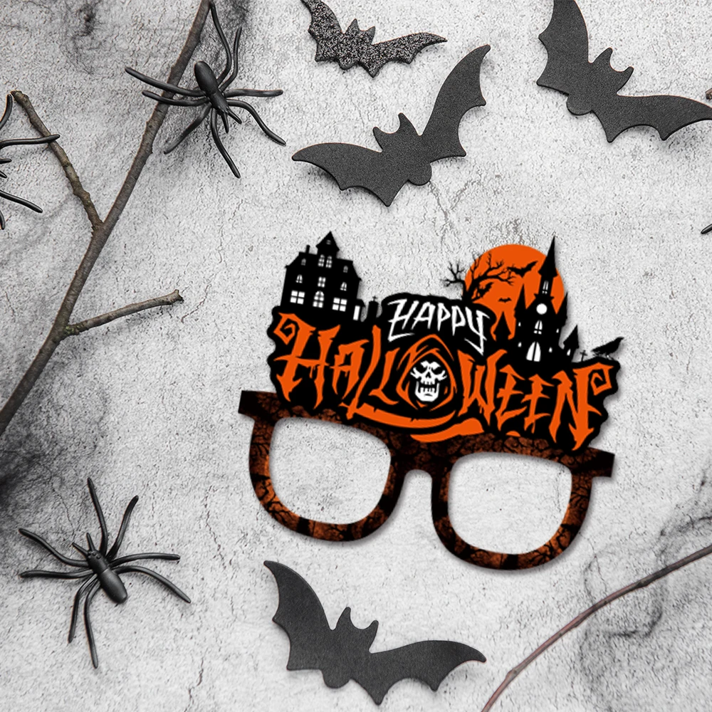 12szt Halloween Paper Glasses Pumpkin Ghost Bat Pattern Śmieszne okulary Cukierek albo psikus Rekwizyty fotograficzne Dekoracje na imprezę Halloween