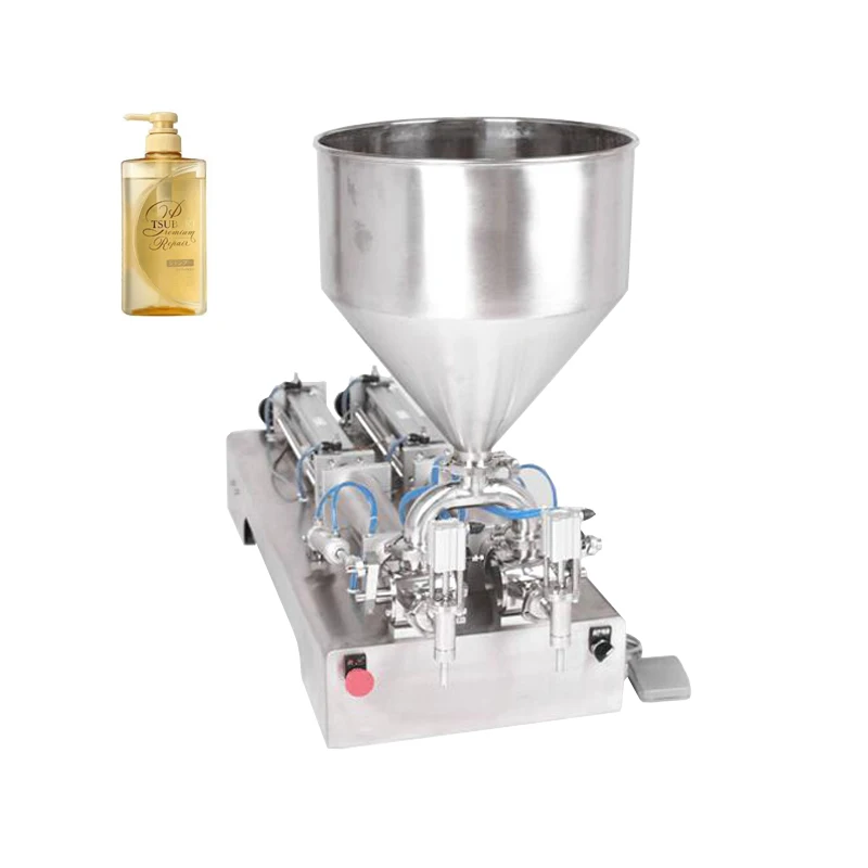 

10-100ml Semi Automatic Paste Filling Machine Double Heads Pneumatic Honey Cosmetic Cream Shampoo Oil Filler ﻿