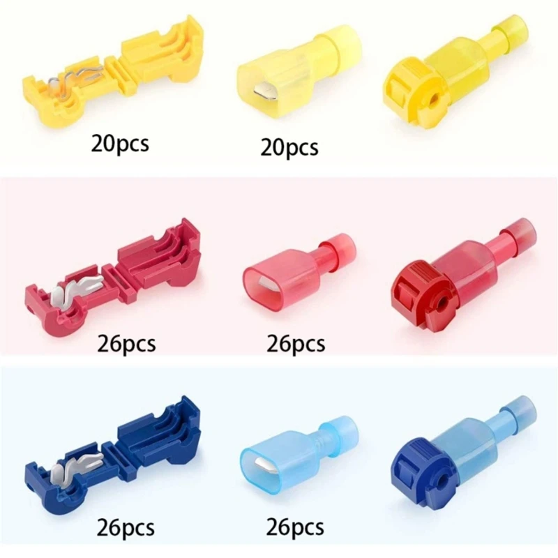 144Pcs T Tap Wire Connectors Quick Splices Wire Terminals Self-Stripping Quick Splices Electrical Wire Terminals Endurin