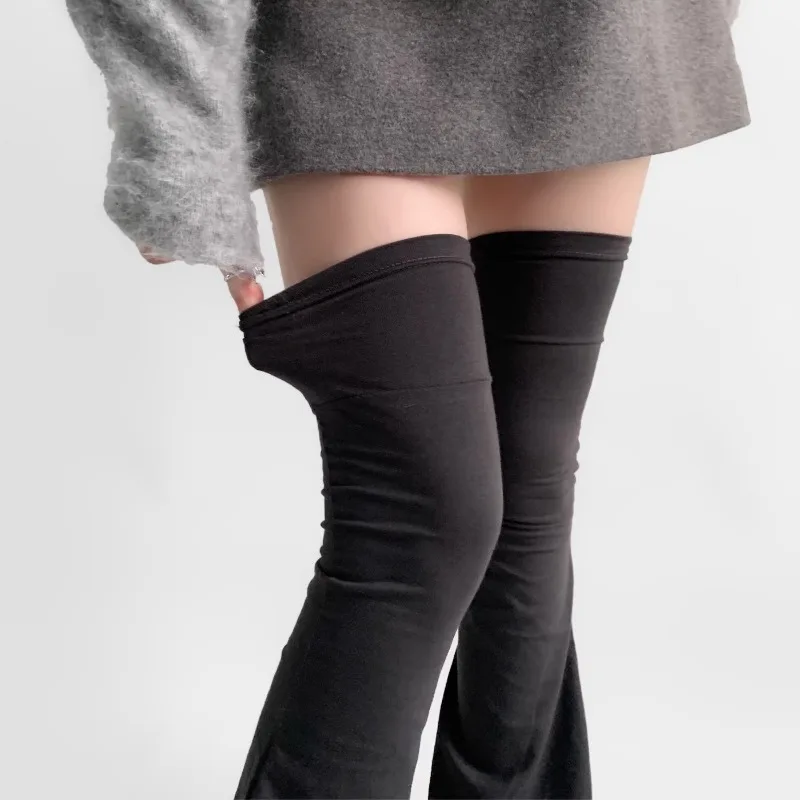 Harajuku Style Over-Knee Flared Leg Warmer Lightweight Thin Socks Black White Stocking Gift Y2K Women Spring Summer Cosplay Wear