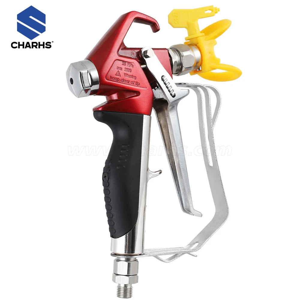 CHARHS Airless Spray Gun similar of 538020 2 Finger Trigger Included. 1 Tip Guard. 517 airless tips Built-In airless gun Filter