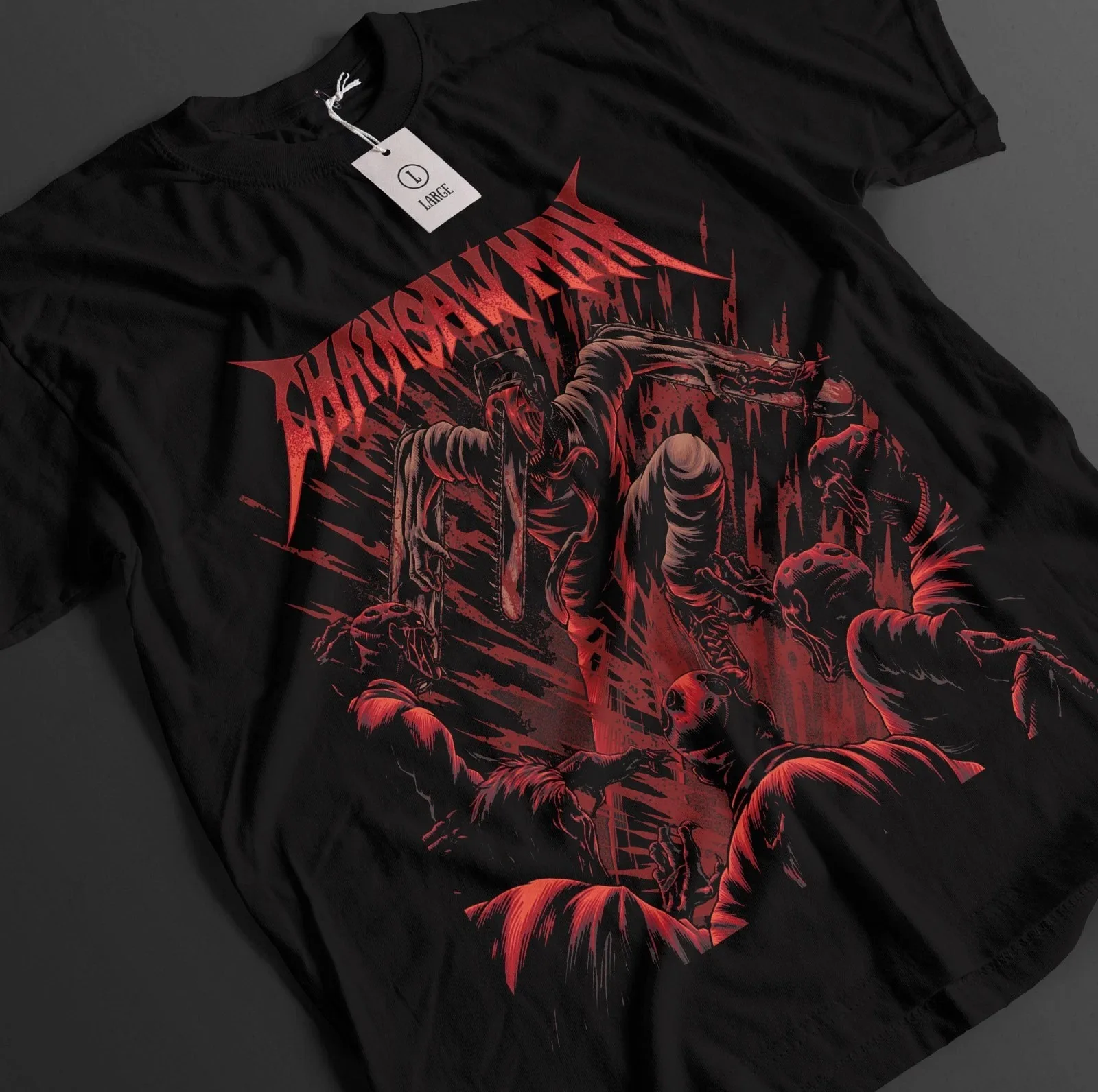 Chainsaw Man Denji Vs Zombie Devil Oversized Anime Graphic T-Shirt Cotton Men Women Streetwear Tee