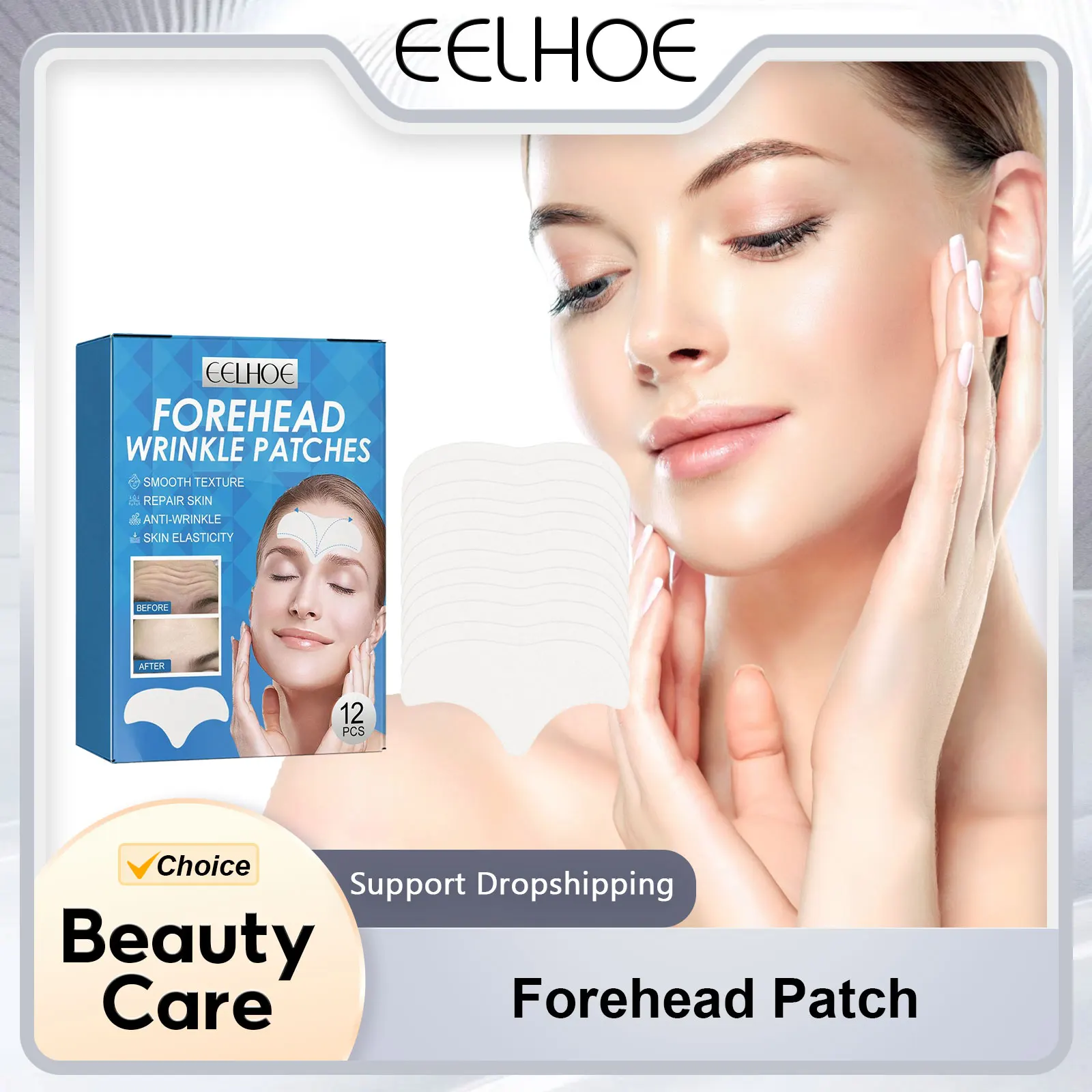 

EELHOE Reusable Collagen Forehead Patches Prevent Skin Droop Moisturizng Nourishing Rejuvenate the Facial Tightening Mask 12PCS