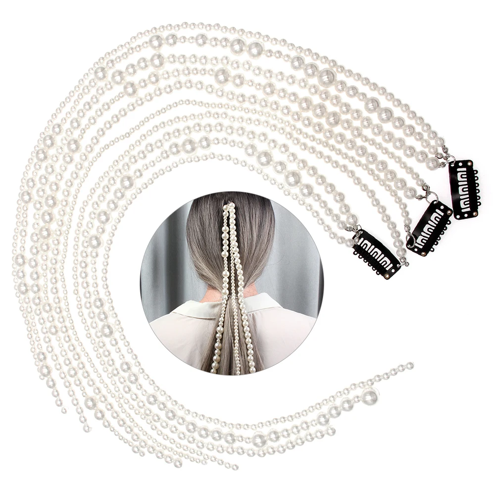 

Imitation Pearl Hair Chain Tassel Clips Extensions Hairbands Decorations Pearl Accessories Stylish Daily Life Party Prom Fashion