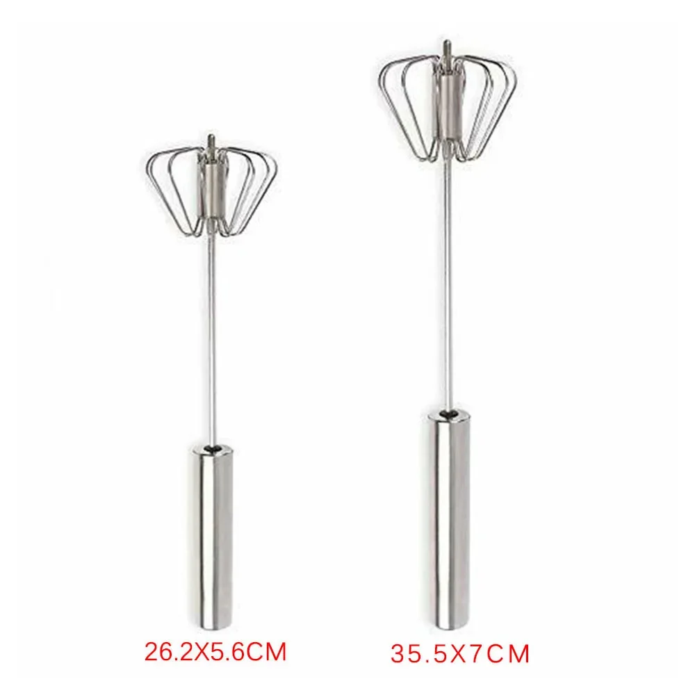 

2PCS Whisks Premium Stainless-Steel Hand Push Whisk Egg Beater Mixer Whip Mix Stir Beat 26.2*5.6cm, 35.5*7cm