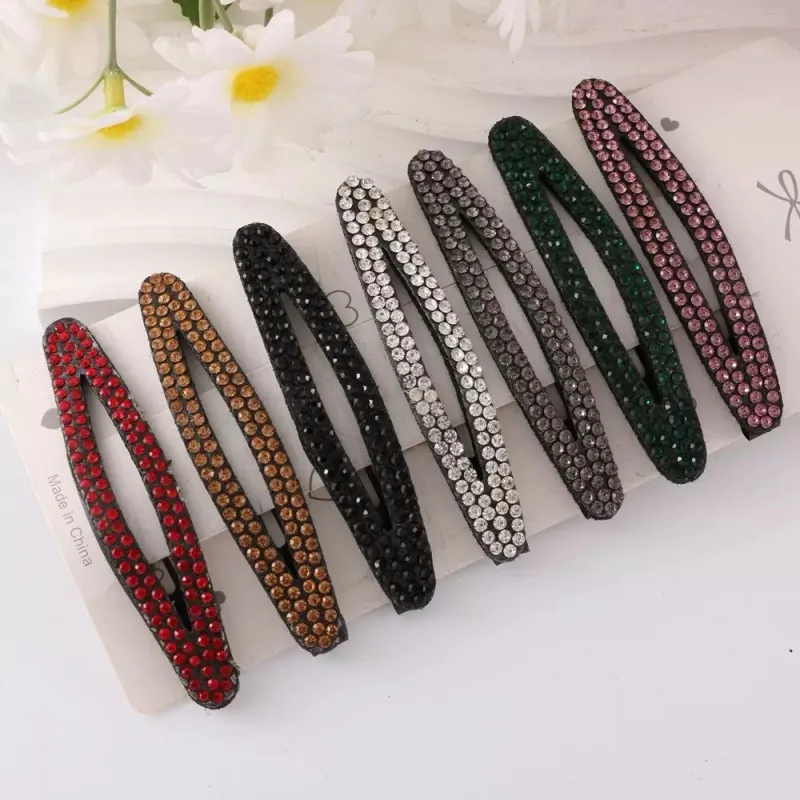 超光沢のあるラインストーンエンドウ豆型ヘアピンヘアアクセサリー女性用