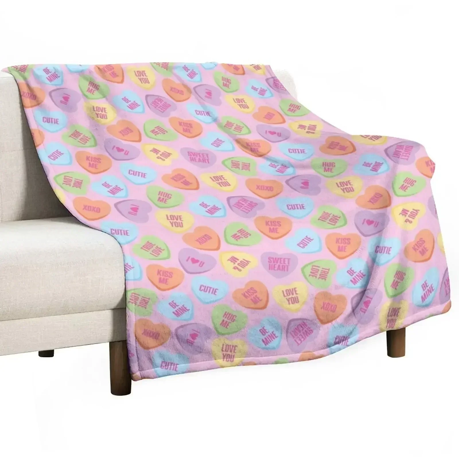 

Conversation Hearts Throw Blanket Soft Thermal Bed Fashionable Blankets