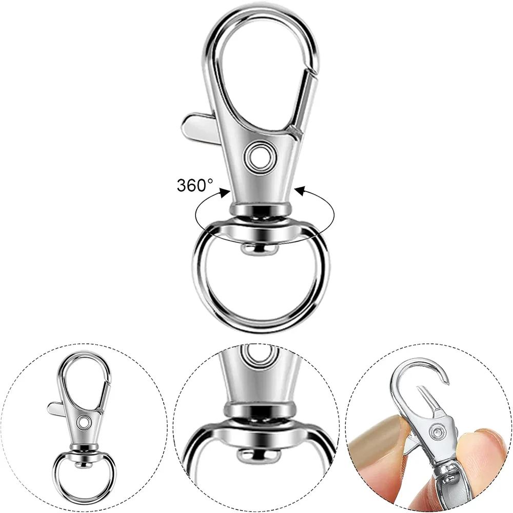 50/100 stuks draaibare karabijnhaken met sleutelhangers, premium metalen draaibare karabijnsluitingen voor sleutelhanger DIY sieraden ambachten