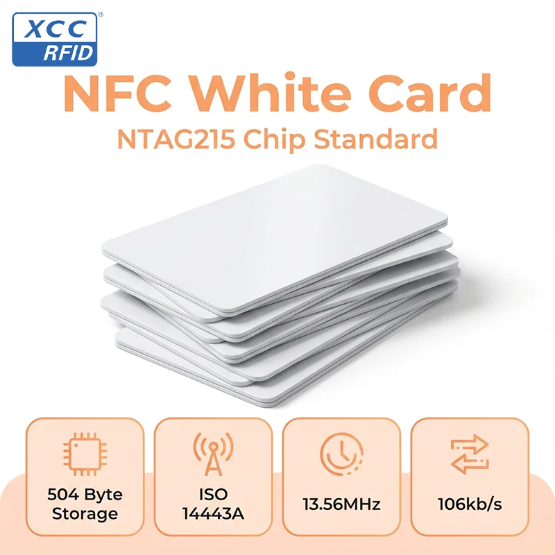 Origina NXP Ntag215 NFC Cards Rewritable PVC Card with 504 Bytes Memory Compatible with Android & Other NFC-Enabled Devices