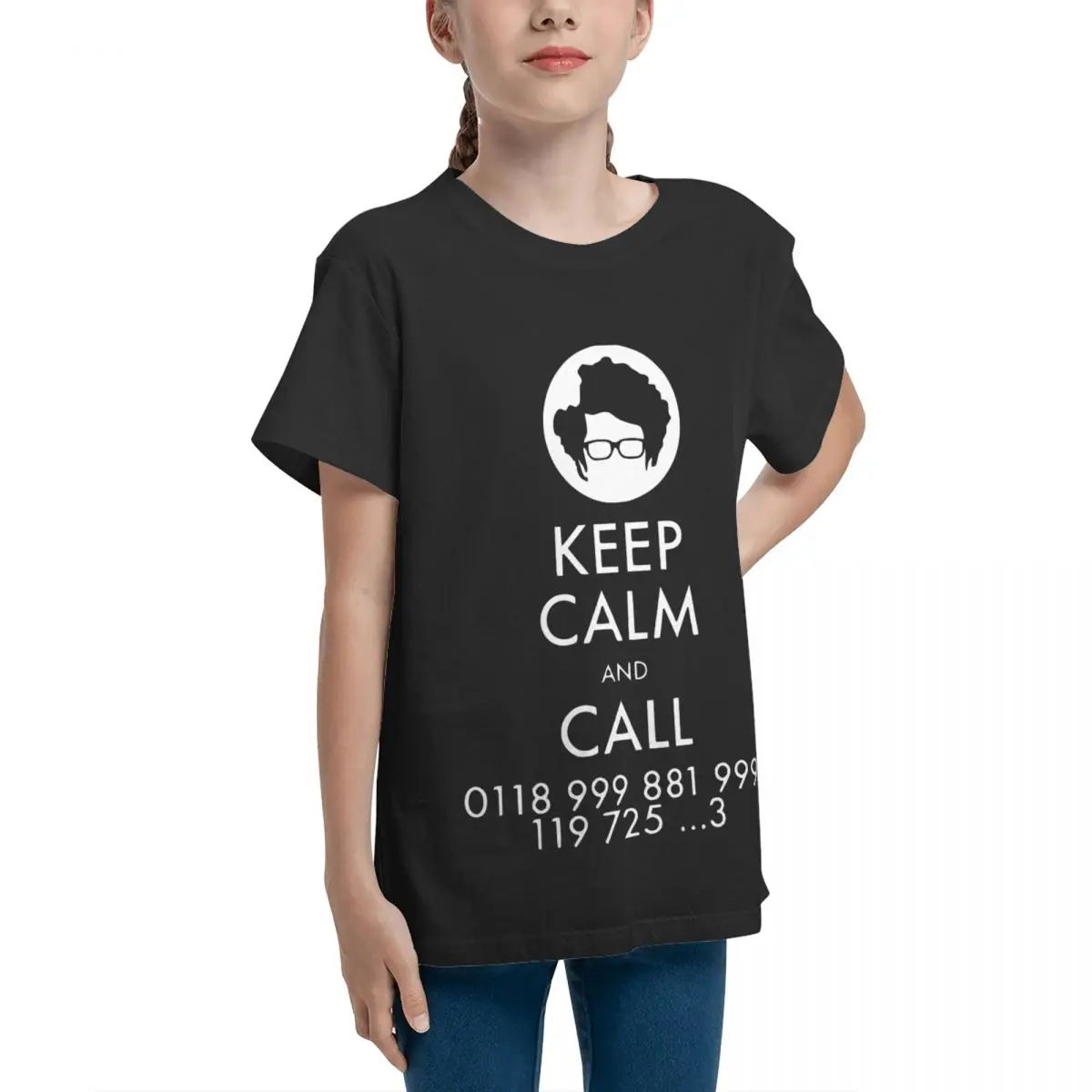 Keep Calm And Call IT Crowd Emergency Number Adolescents Basic Short Sleeve T-Shirt Round neck Top tee Funny Novelty Top quality