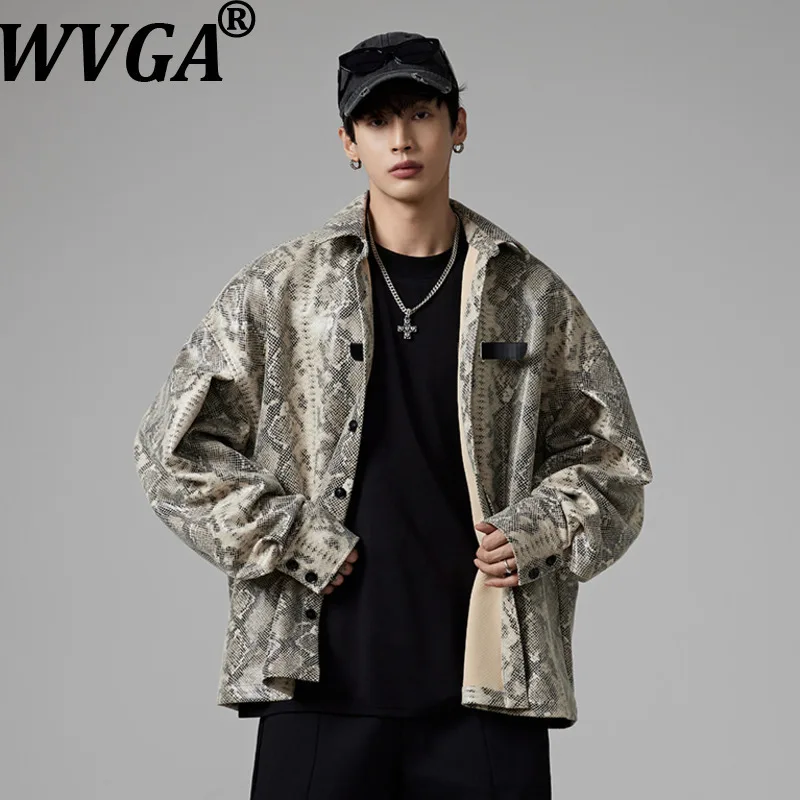 

WVGA Spring Autumn New Man Tide Trendy Design Printed Long Sleeve Shirt Coats Niche Chic Casual Turn-Down Collar Tops Ins W14334